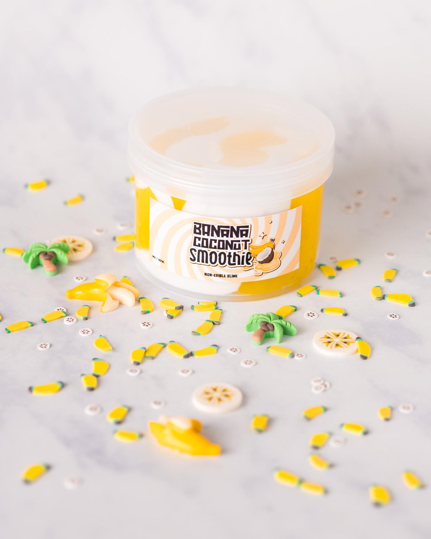 Banana Coconut Smoothie Clear Clay Floam Scented Slime 8oz