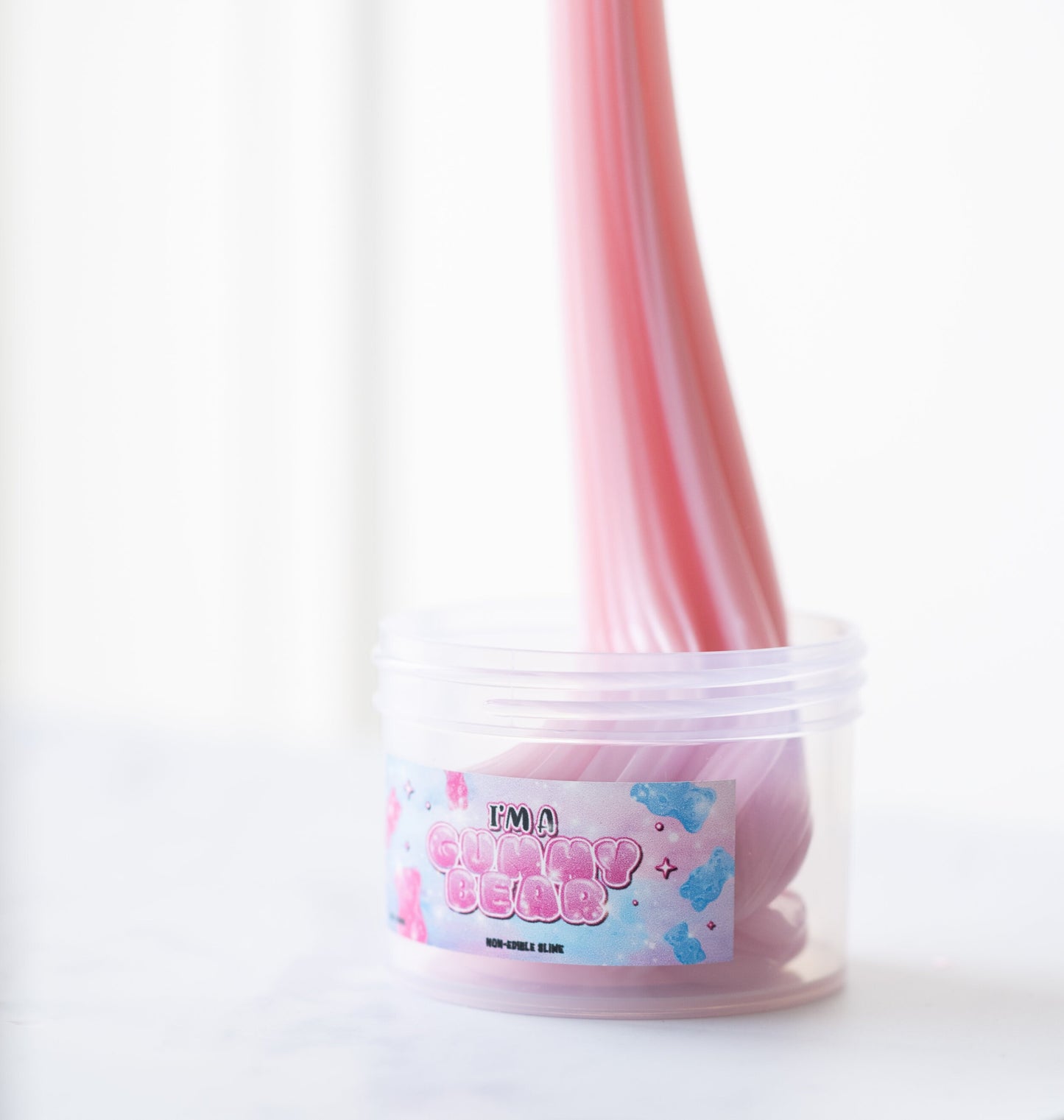 Gummy Bear Pink Metallic Clear Scented Slime 8oz