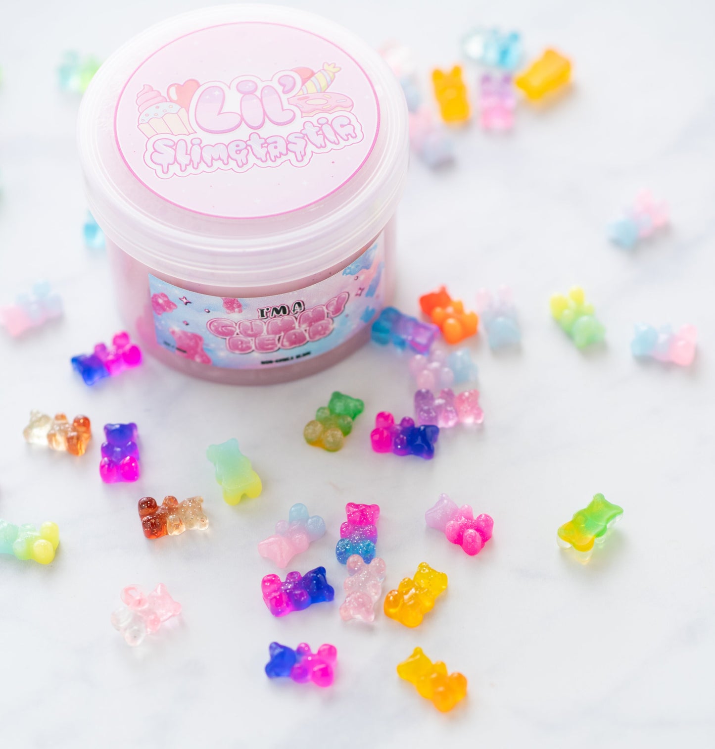 Gummy Bear Pink Metallic Clear Scented Slime 8oz