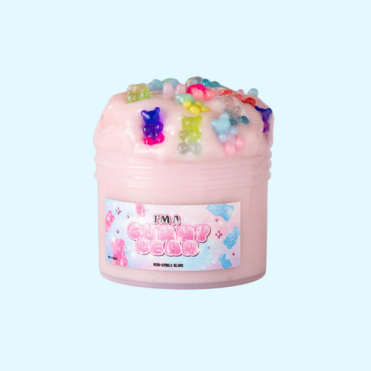 Gummy Bear Pink Metallic Clear Scented Slime 8oz