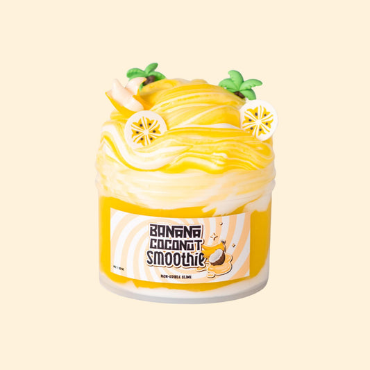 Banana Coconut Smoothie Clear Clay Floam Scented Slime 8oz