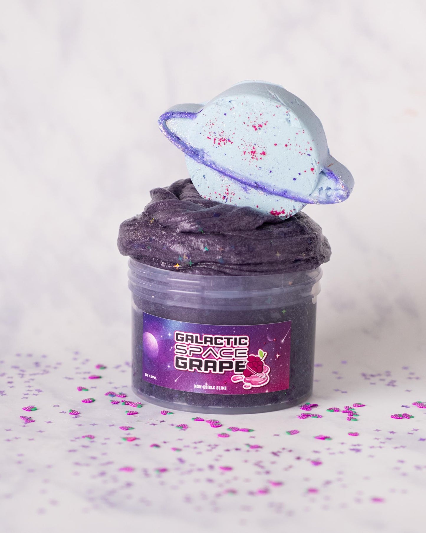 Galactic Space Grape Metallic Clear Clay Scented Slime 8oz