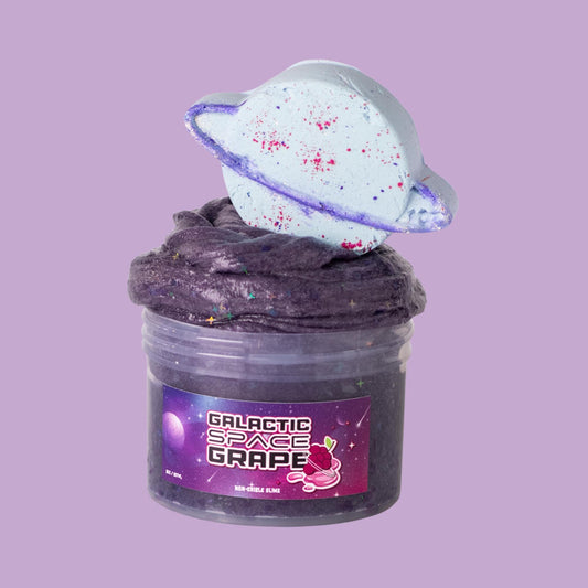 Galactic Space Grape Metallic Clear Clay Scented Slime 8oz