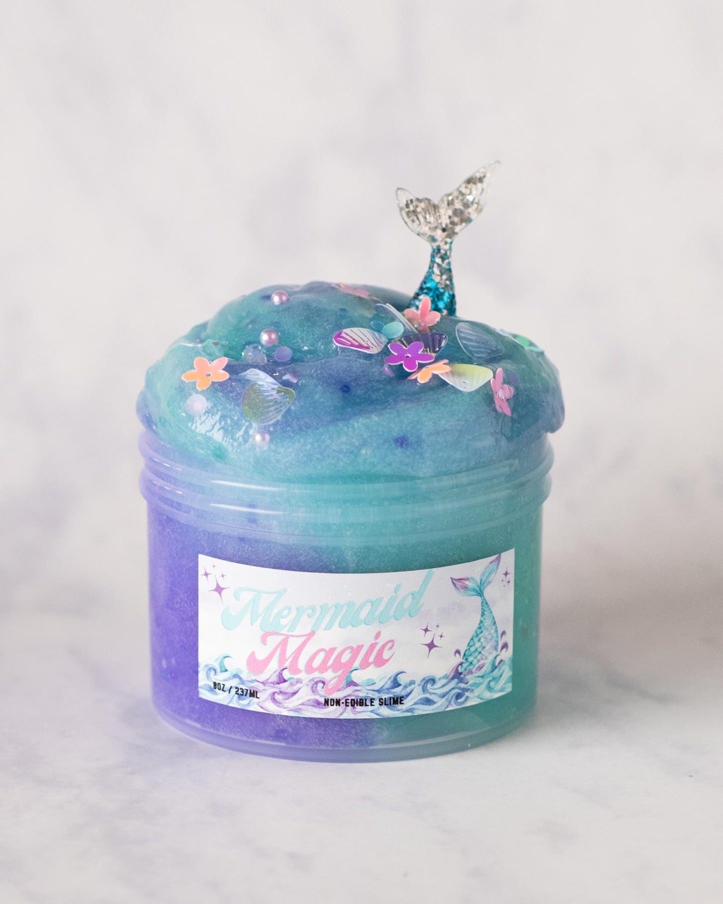 Mermaid Magic Thick Clear Shimmery Scented Slime 8oz
