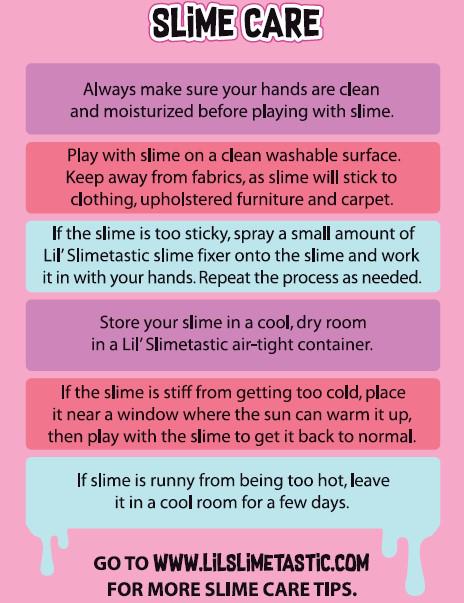 Lil' Slimetastic slime care information