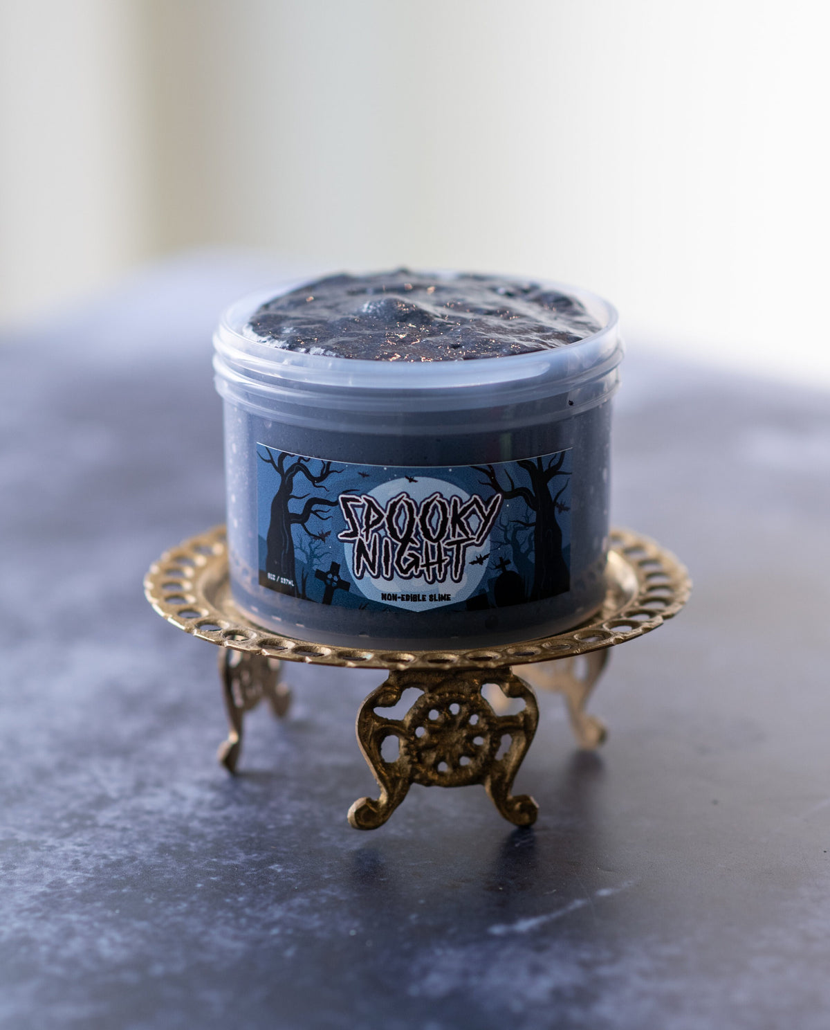Spooky Night Crunchy Halloween Slime 8oz by Lil' Slimetastic, view 2